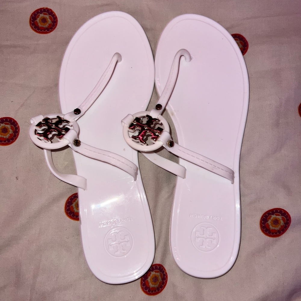 White and Gold Tory Burch Sandals